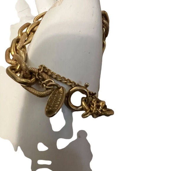 Miriam Haskell vintage gold tone brass chunky twisted chain links Bracelet - Picture 3 of 5